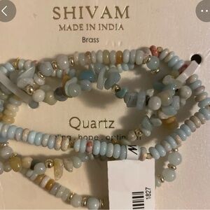 Shivam Blue and Cream Quartz Beaded Necklace